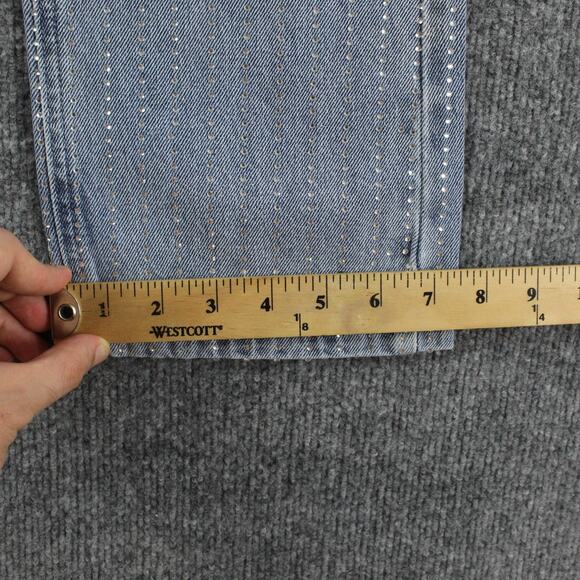 Maniere De Voir Jeans 4 Rhinestone High Rise Straight Leg Blue Denim Sexy - Picture 16 of 16